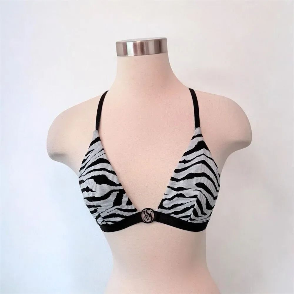 Victorias Secret Zebra Bikini Top Bathing Suit Swim Medium